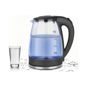 2.0 Liters Borosilicate Glass Electric Kettle With Stylish Blue LED Interior, Fast Boiling Auto Shut Off Boil-Dry Protection Stainless Steel Filter BPA Free Hot Water Boiler