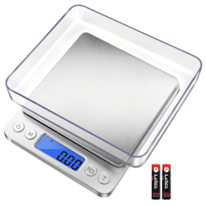 Digital Kitchen Scale | 2KG/0.1g Precision | LCD Display | 7 Measurement Units, Tare function | Multifunction Scale | Stainless Steel Platform with 2 Trays | Compact Design | Model I-2000 | Silver.