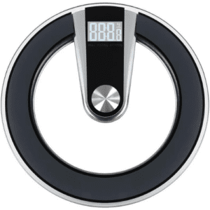 Digital Bathroom Scale | Max Load 180KG | Round Corner Design, Ultra Slim Design | High Precision | Tempered Glass Platform + ABS plastic | Model K155 | Black | Large LCD Display