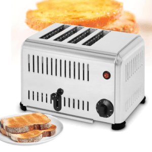 4 Slice Bread Toaster, Commercial 4 Slice Toaster Machine with 1-5 Min Timer and Removable Crumb Tray, 5 Browning Levels and 1800W Roasting Quickly, 2 Cm Slot, for Bread, West Toast, Muffins