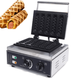 Commercial French Hot Dog Waffle Maker Iron Machine, Electric Nonstick 5 PCS Corn Dog Maker, 1600W French Muffin Cooker with Temp Control, Double-sided Press Hot Dog Maker, Easy To Clean, for Snack(